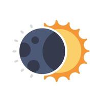 Solar eclipse graphic in space, moon and sun vector