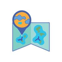 Cartoon map with marker, travel, and navigation concept vector
