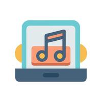 Stylized Device with Headphones Playing Music Icon vector