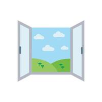 Open Window with Landscape View Illustration vector