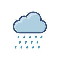 Raining Cloud Icon, Weather Symbol, Precipitation, Blue Color vector