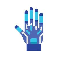 Blue robotic exoskeleton hand futuristic technology and innovation vector