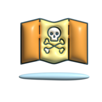 A skull and crossbones on an orange flag png