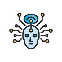 Artificial intelligence robot face icon on black background vector