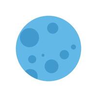 Simple Blue Moon with Craters on Black Background vector
