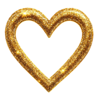 Gold Heart Frame with Sparkles on Transparent Background png