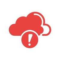 Red cloud exclamation point Cloud data alert icon vector