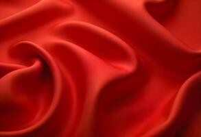 close-up of flowing red silk fabric with soft light and elegant texture photo
