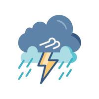 Stormy Weather Icon Rain, Lightning, and Clouds Illustration vector