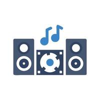 Speaker setup with audio notes. Loud sound equipment vector