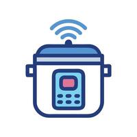 Connected Smart Pressure Cooker Illustration on a Black Background vector
