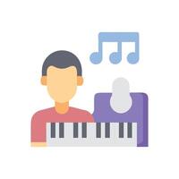 Musician playing keyboard with musical notes above it vector