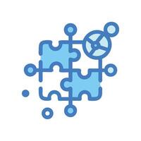 Puzzle Pieces Connected to Solution with Blue Color Scheme vector