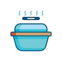 Hot Food Container Takeout with Steam and Lid vector