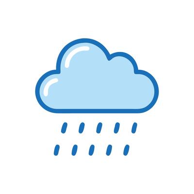 Cute Cartoon Cloud with Rain on Black Background