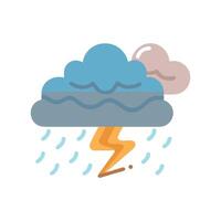 Thunderstorm illustration with rain and lightning striking ground vector