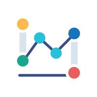 Line graph visualization with colorful points on black background vector