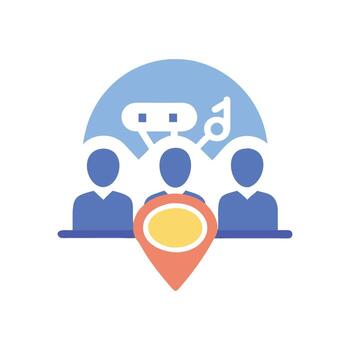 local música evento redes con mapa alfiler ilustración vector