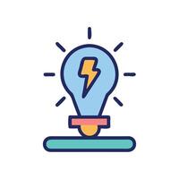 Creative lightbulb with lightning bolt symbol on black vector