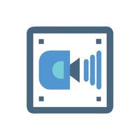 Blue Camcorder Icon in Frame with Signals vector