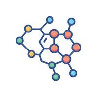 Colorful Science Molecule Structure on Black Background Illustration vector