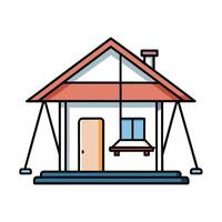 Charming Simple House Illustration with Geometric Design Elements vector