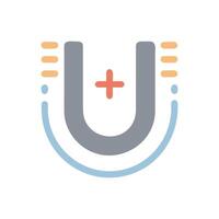 Magnet icon with plus sign in the middle vector
