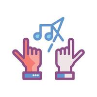 Enthusiastic crowd cheering to music with hand icons vector