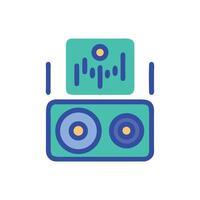 Colorful icon of speakers and sound waves visualizer vector
