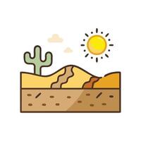 Cute cartoon desert scene with cactus and sun vector