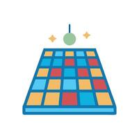 Retro dance floor with disco ball, colorful tiles vector