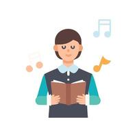 Choir Singer with Sheet Music and Musical Notes vector