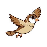 Cartoon Sparrow Flying Brown Bird Illustration with Wings vector