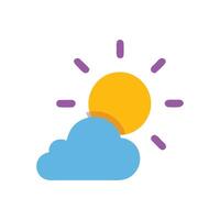 Cloudy Weather with Sun Icon on Black Background vector
