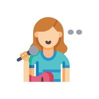 Illustration of a Woman Singer with Microphone and Note vector