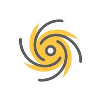 Stylized hurricane graphic with gray lines and yellow segments vector