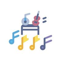 Musical instruments, notes, music stand on black background vector
