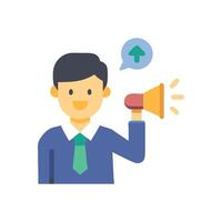 Businessman with Megaphone and Upward Arrow Speech Bubble vector