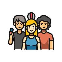 Group of Three Friends or Family Illustration vector
