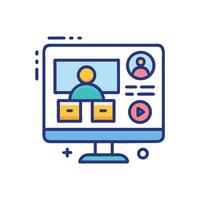 Online presentation on monitor for education and communication vector