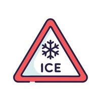 Ice warning sign with snowflake in red triangle vector