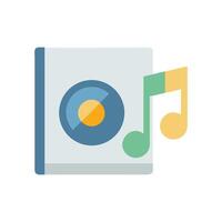 Retro media player with musical note, flat design vector