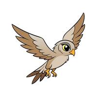 Cartoon Owl Flying with Open Wings on White vector
