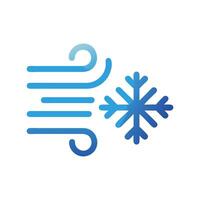 Cold wind, icy weather with blowing snow icon vector
