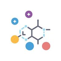 Colorful Molecular Structure Illustration on Black Background for Science vector