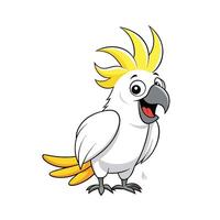 Cartoon Cockatoo Parrot with Yellow Crest Feathers vector