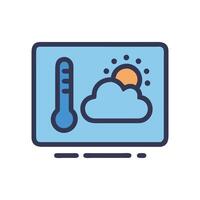 Weather forecast app icon with sun, cloud, temperature vector