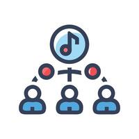 Music distribution network, social sharing platform icon illustration vector