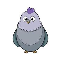 Cute Cartoon Pigeon Illustration, Bird Character Design vector