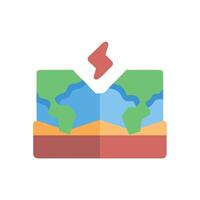 Earthquake icon showing earth breaking due to seismic activity vector